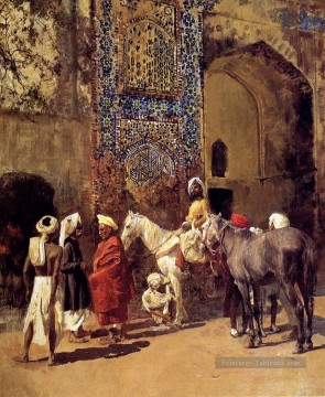Mosquée en mosaïque bleue à Delhi Inde Edwin Lord Weeks Peinture à l'huile